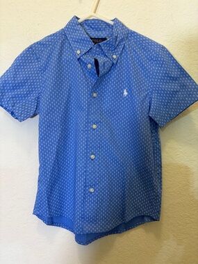 Polo by Ralph Lauren Blue Short-Sleeve Button-Down with Micro Print